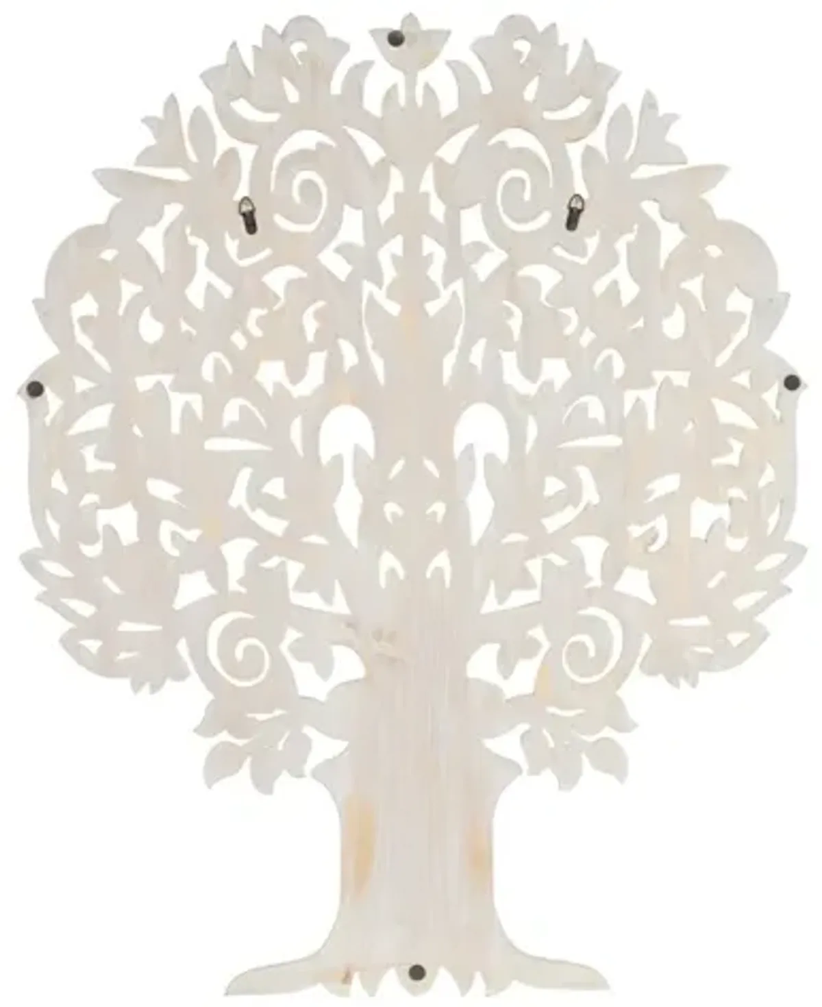 White and Gold Carved Wood Tree Wall Decor 48"W x 60"H
