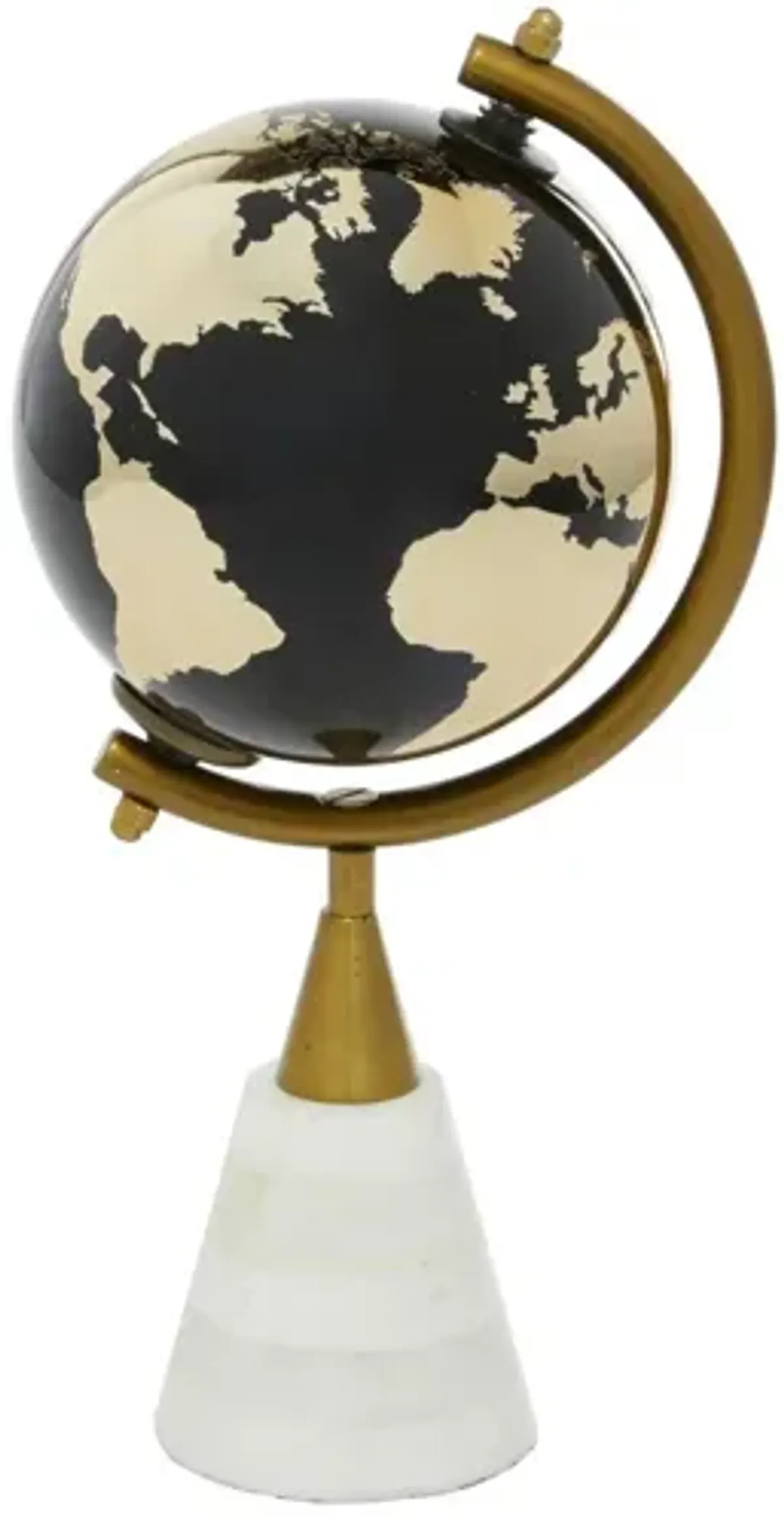 Black Globe On Marble Stand 5"W x 11"H