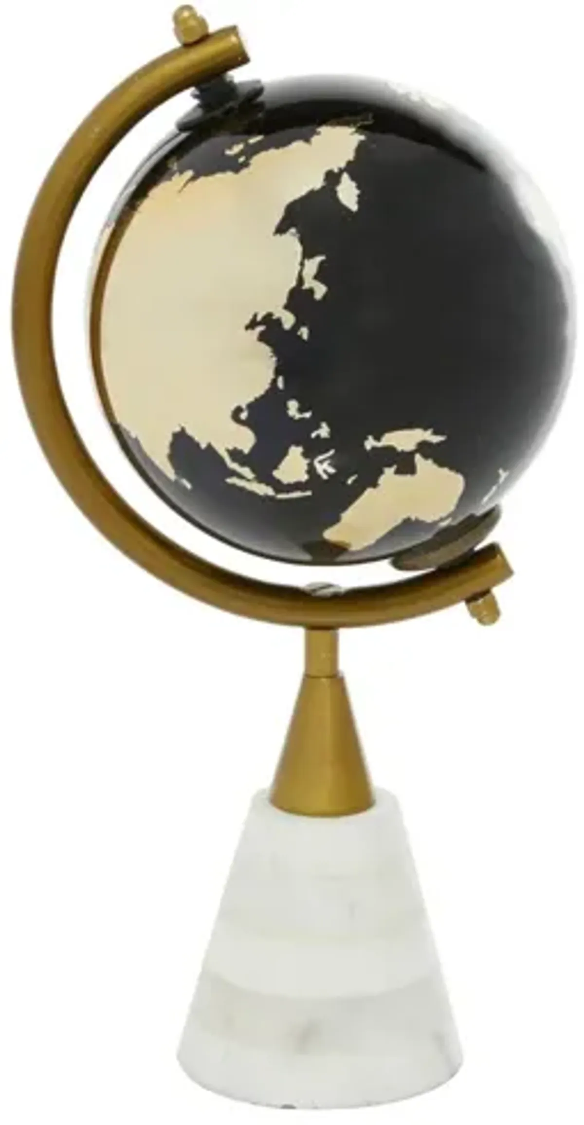 Black Globe On Marble Stand 5"W x 11"H