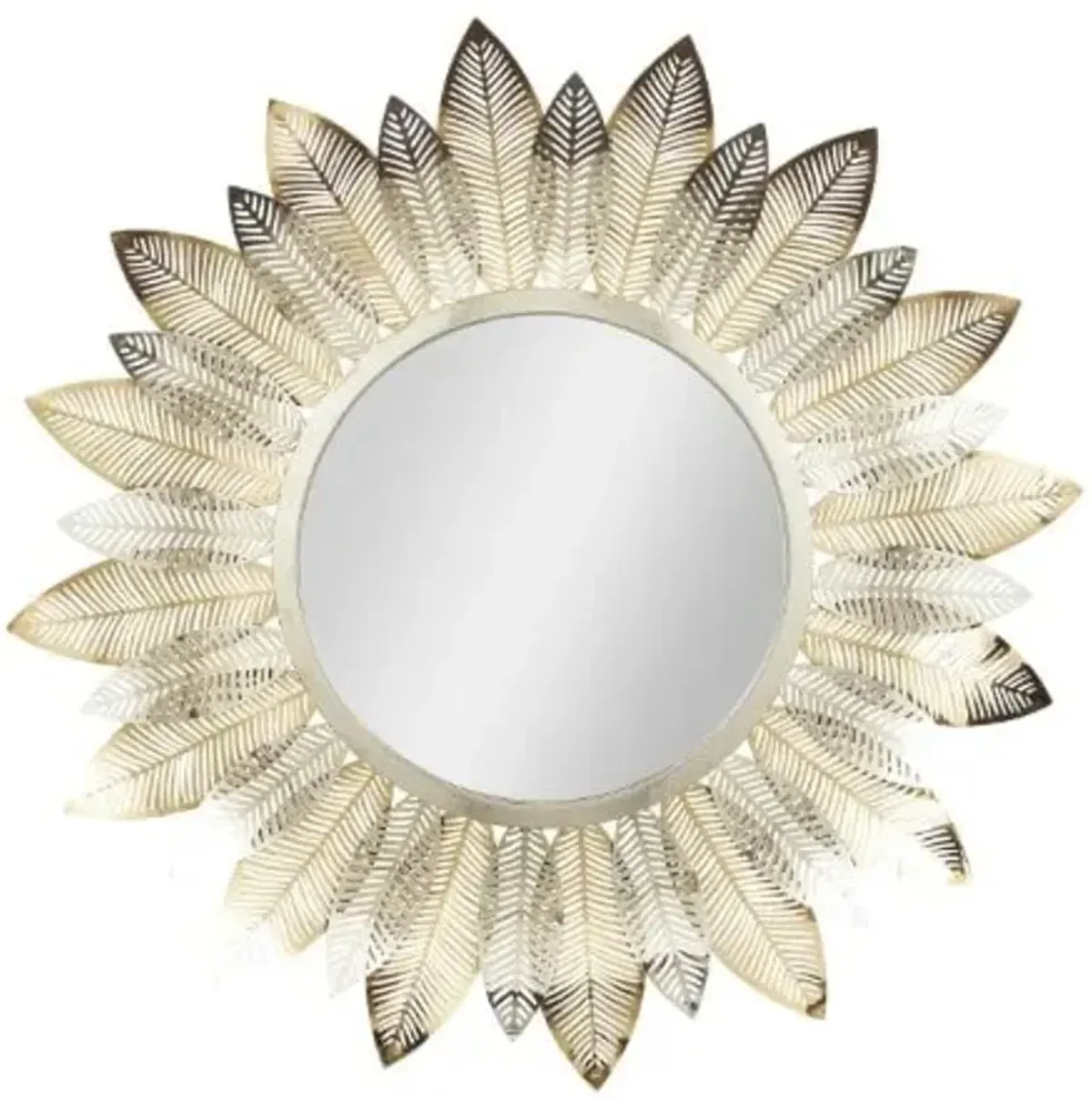 Gold Metal Leaves Mirror 31" Round