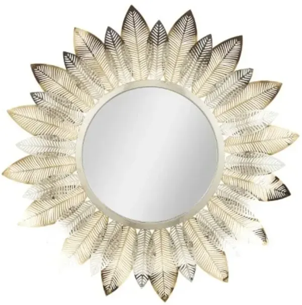 Gold Metal Leaves Mirror 31" Round