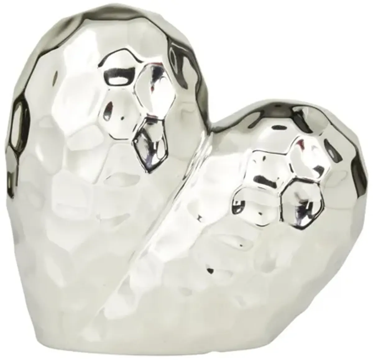Silver Ceramic Heart Sculpture 8"W x 8"H