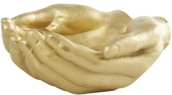 Gold Hands Bowl 16"W x 7"H