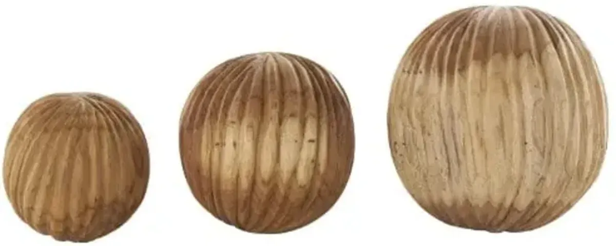Set of 3 Wood Teak Orbs 4/5/6"