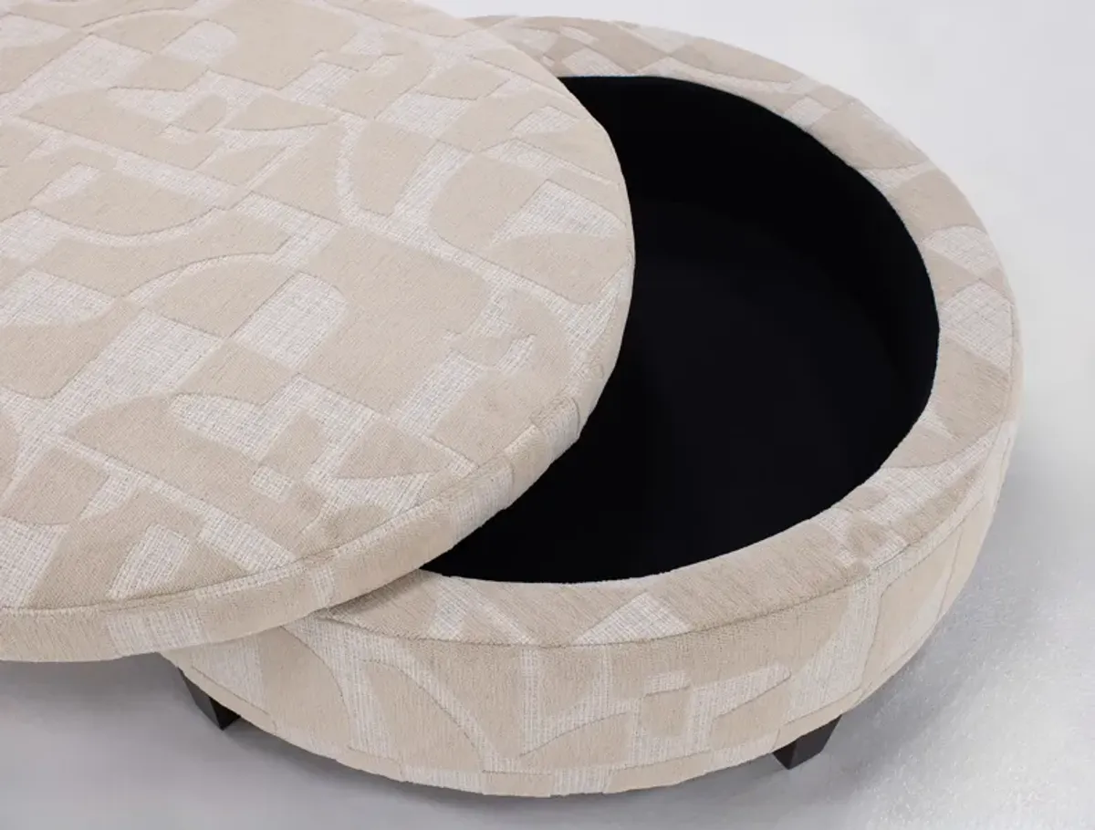 Large Round Storage Cocktail Ottoman