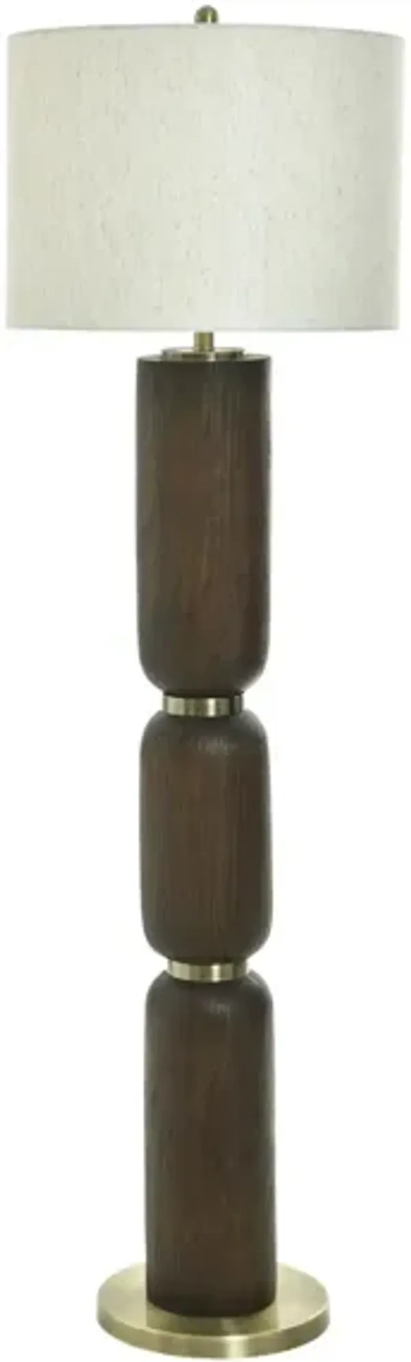 Walnut Finish and Gold Metal Floor Lamp 62"H