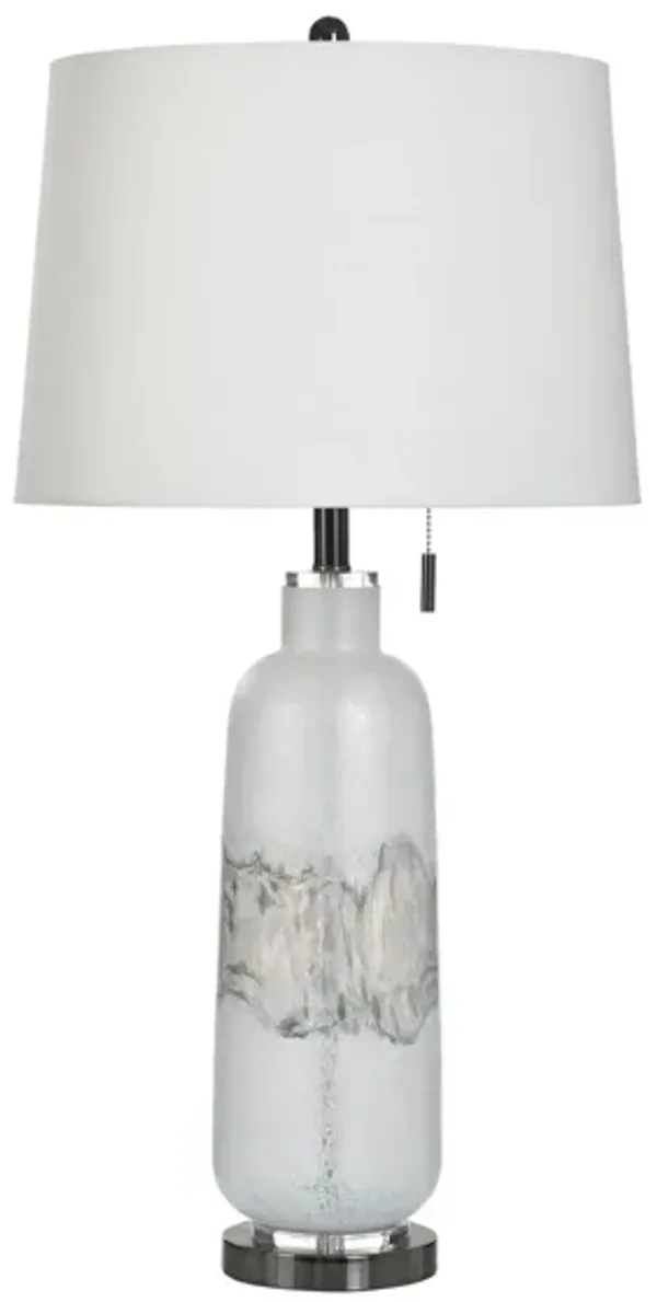White Art Glass Table Lamp 34"H