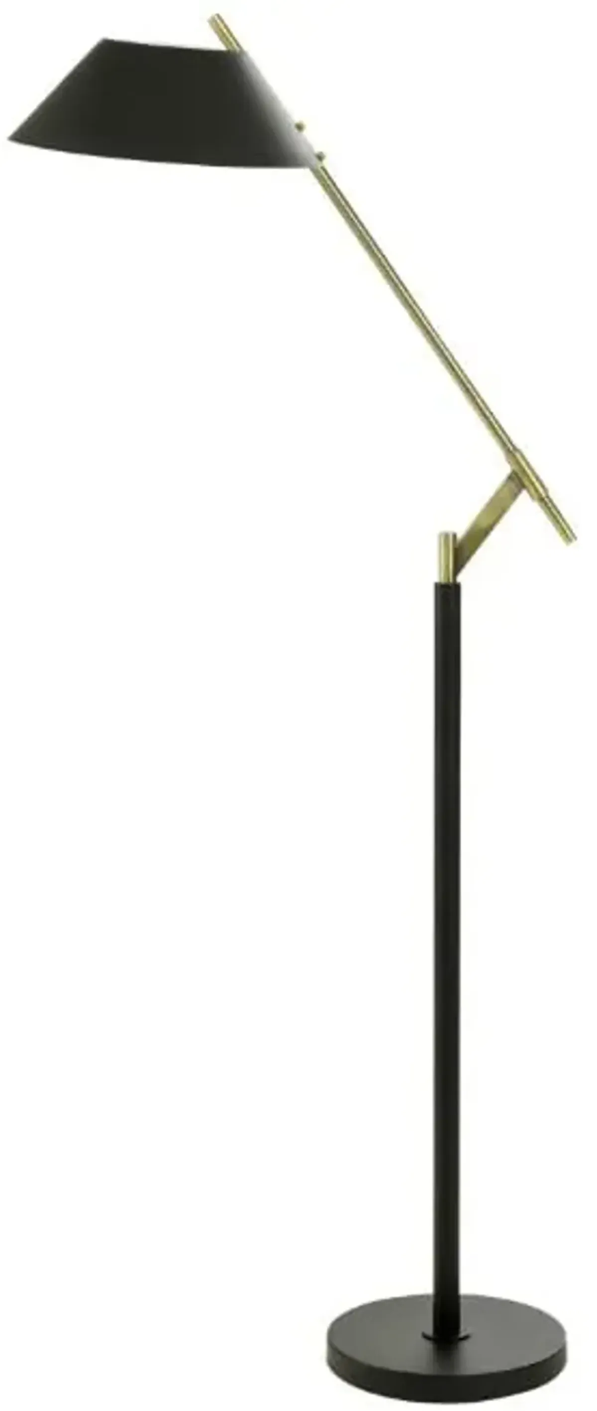 Matte Black and Brass Finished Angled Metal Floor Lamp 60"H