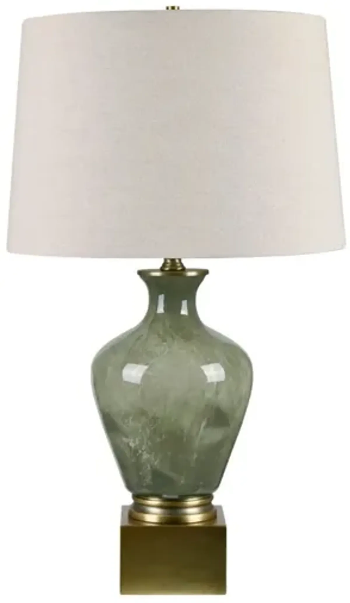 Green Glass Table Lamp 30.25"H
