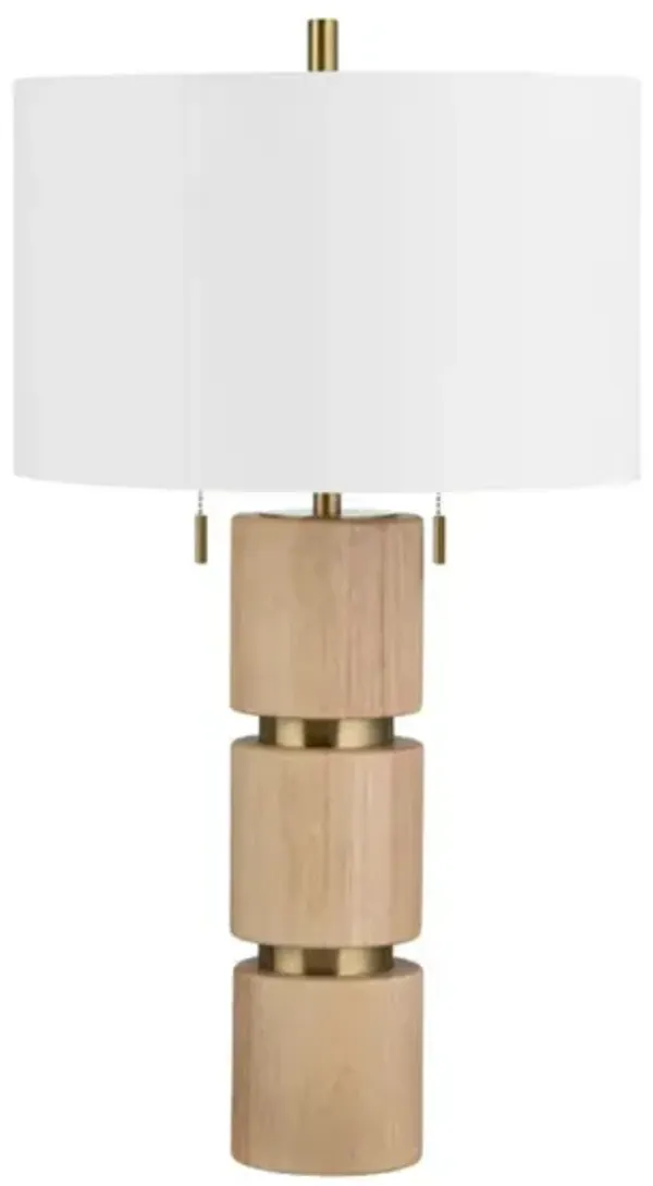 Column Light Wood Table Lamp 29.5"H