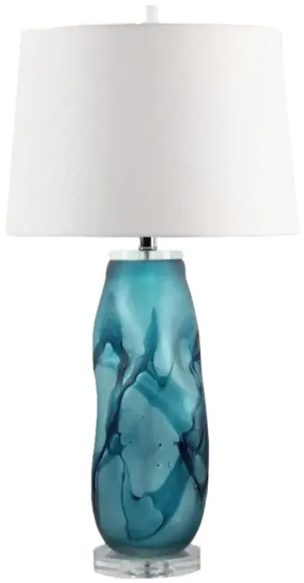 Sea Blue Glass Table Lamp 31"H