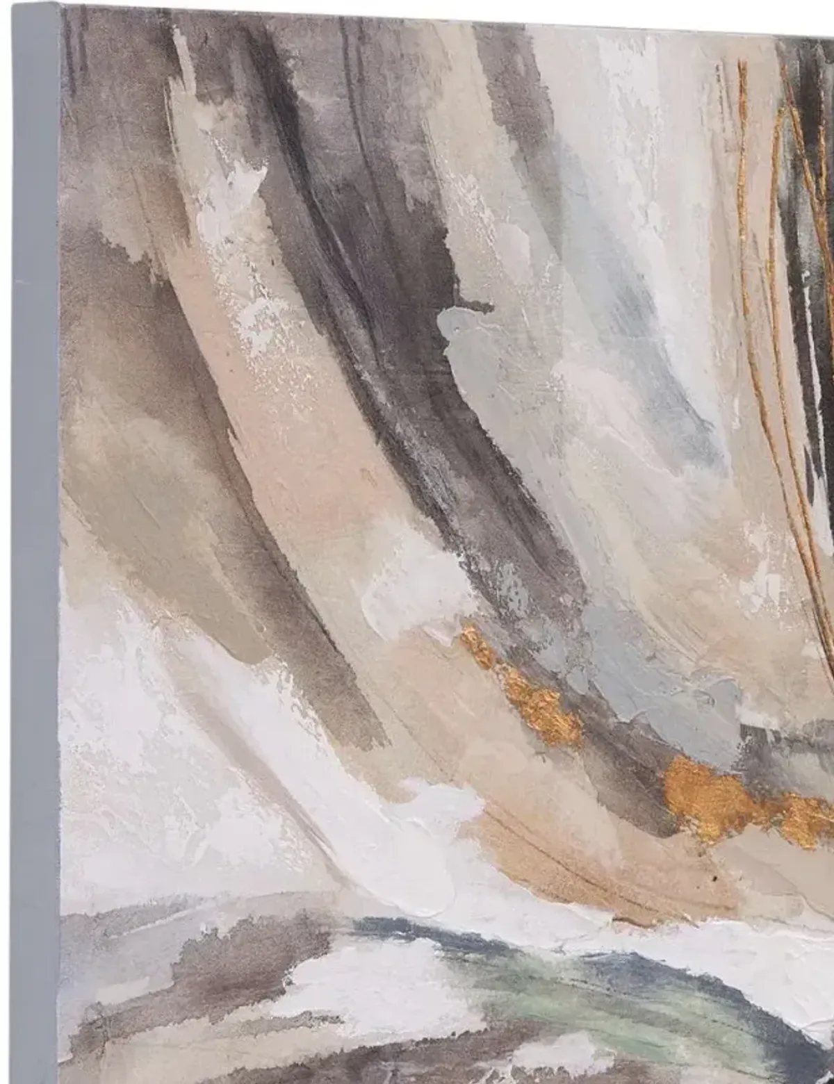 Gold, Taupe, and Charcoal Abstract Canvas 48"W x 36"H