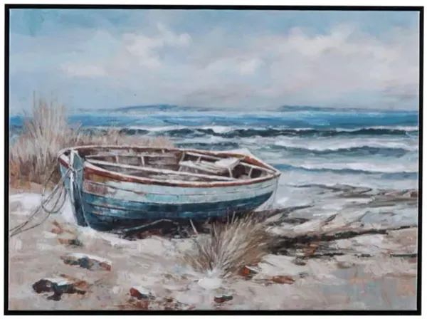 Boat Landed Framed Canvas 48"W x 36"H
