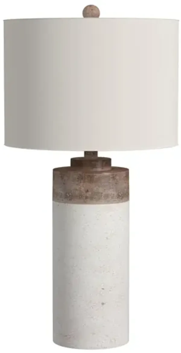 Brown and White Cement Table Lamp 30"H