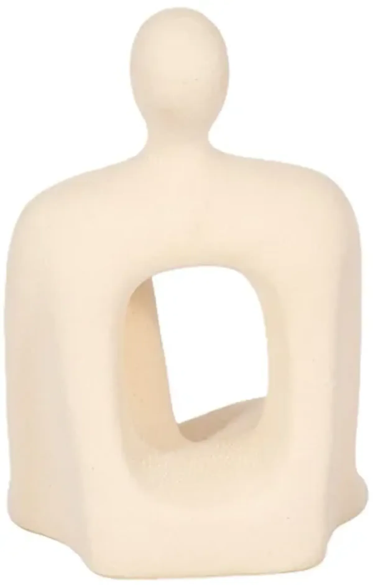 Ivory Ceramic Sitting Figure with Cutout 6"W x 10"H