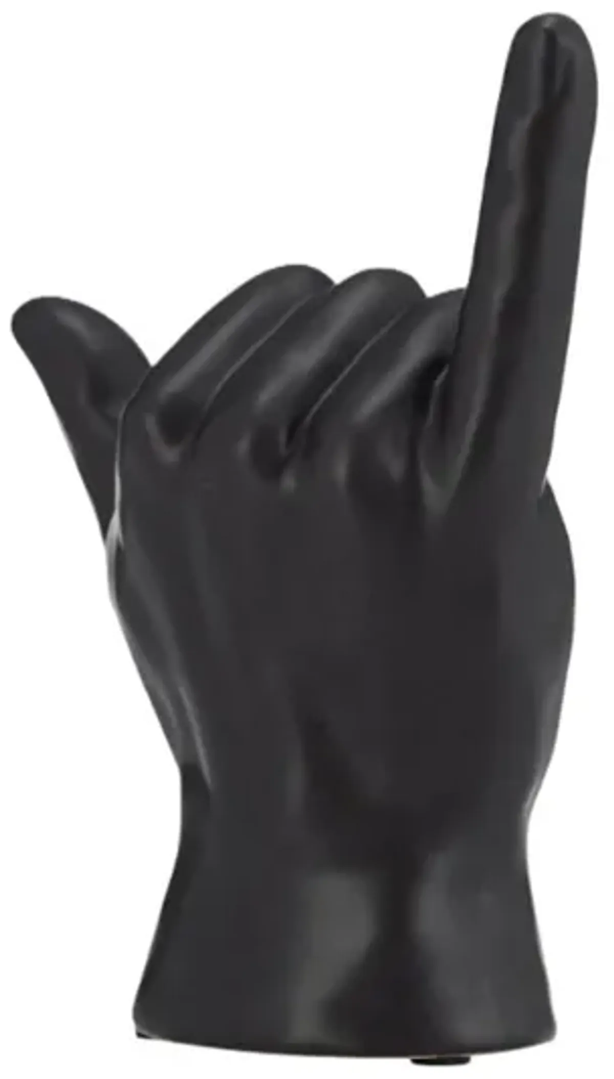 Black Ceramic Hang Loose Hand Sculpture 6"W x 7"H