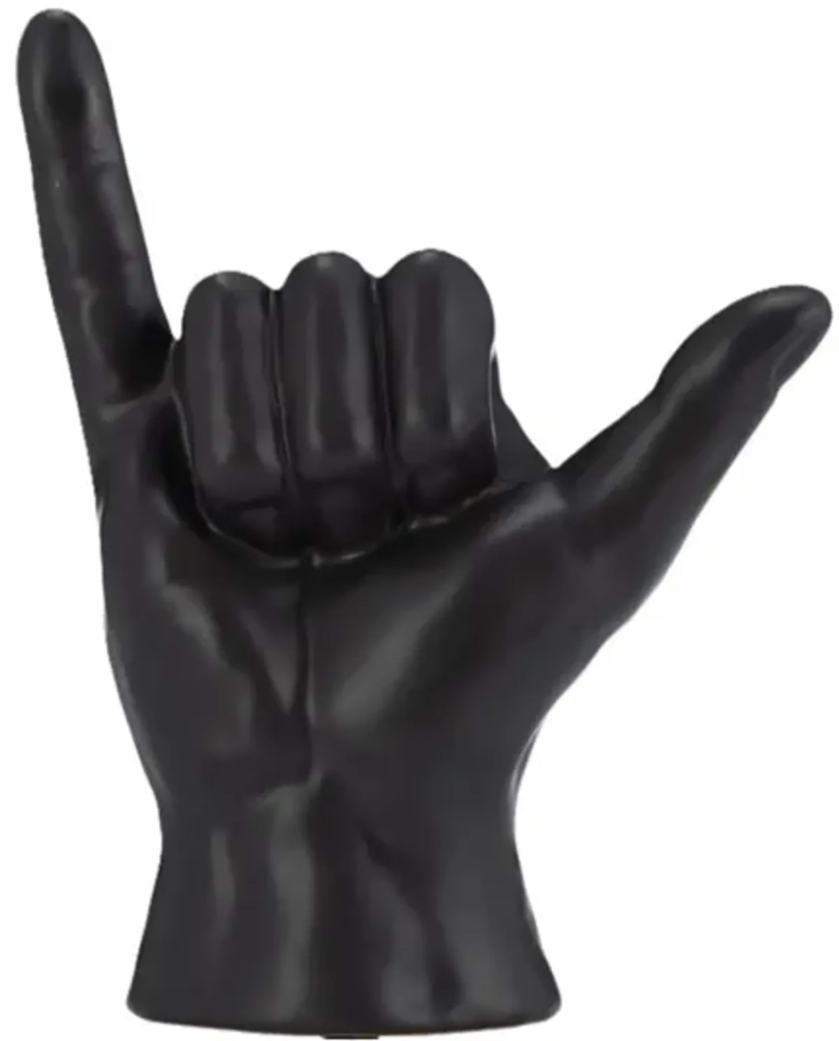 Black Ceramic Hang Loose Hand Sculpture 6"W x 7"H