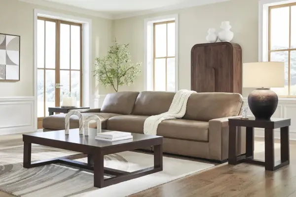Alexa 3-Pc. Leather Chaise Sofa