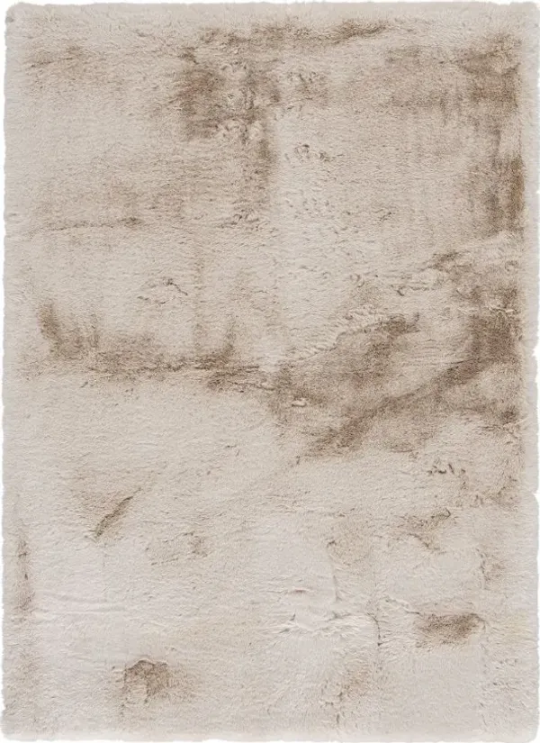 Ultimate Angora Ivory Faux Fur Area Rug 5'W x 7'L