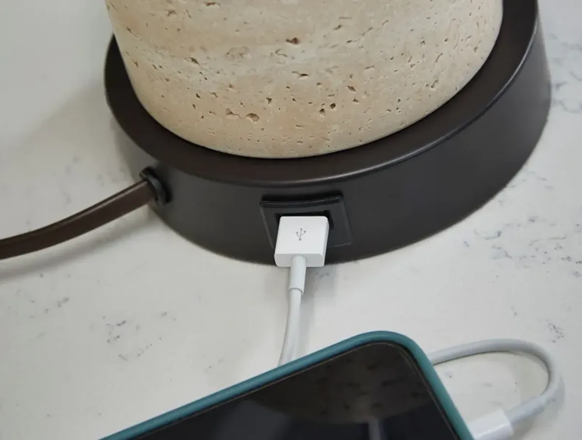 Travertine Brown Desk Lamp 17"H