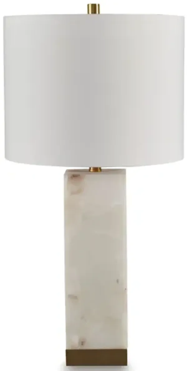 Alabaster and Brass Nitelite Table Lamp 29"H