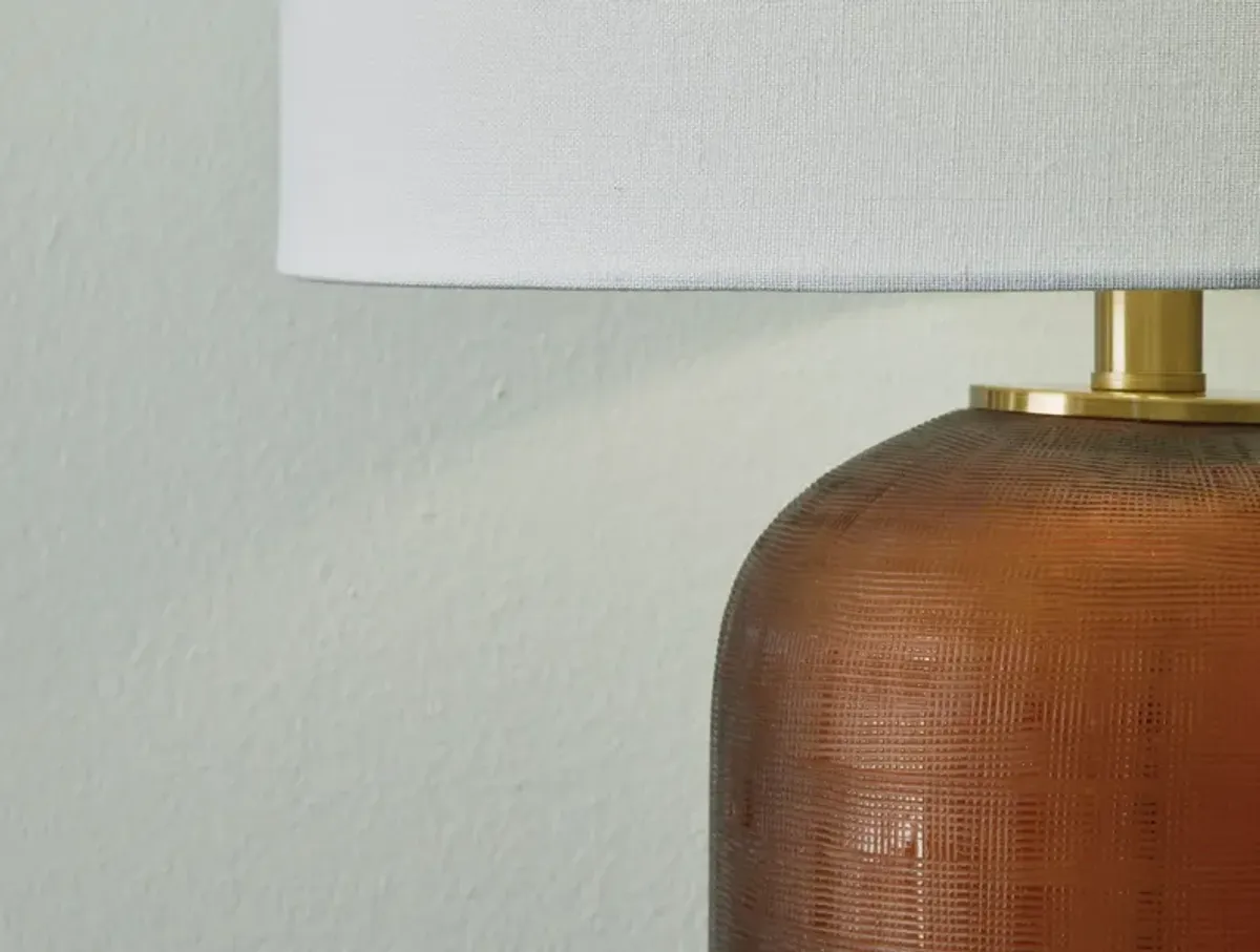 Amber Glass Table Lamp 27"H