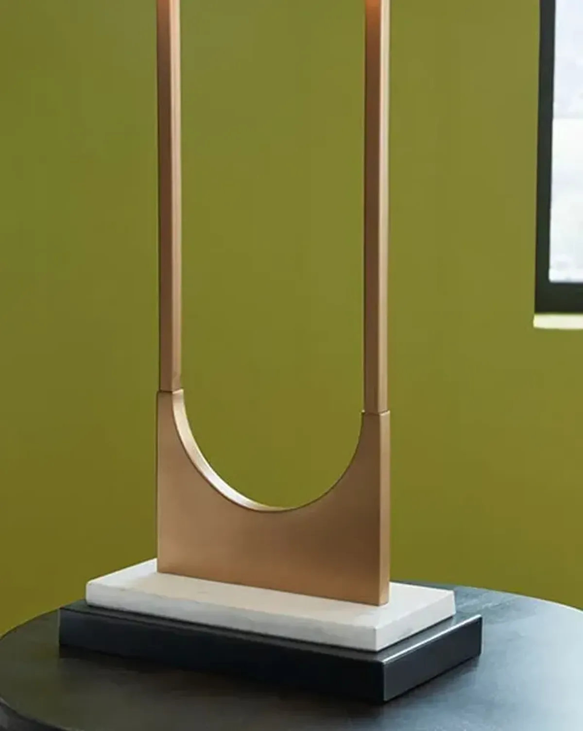 Brass with Black Shade Table Lamp 33"H