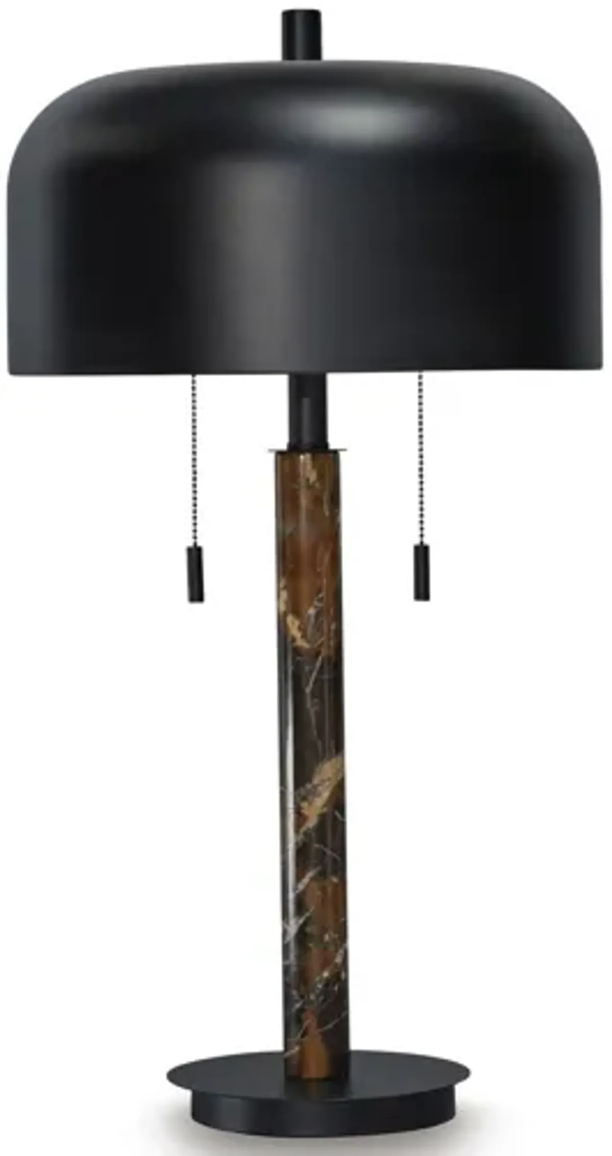 Brown Marble and Black Shade Table Lamp 27"H
