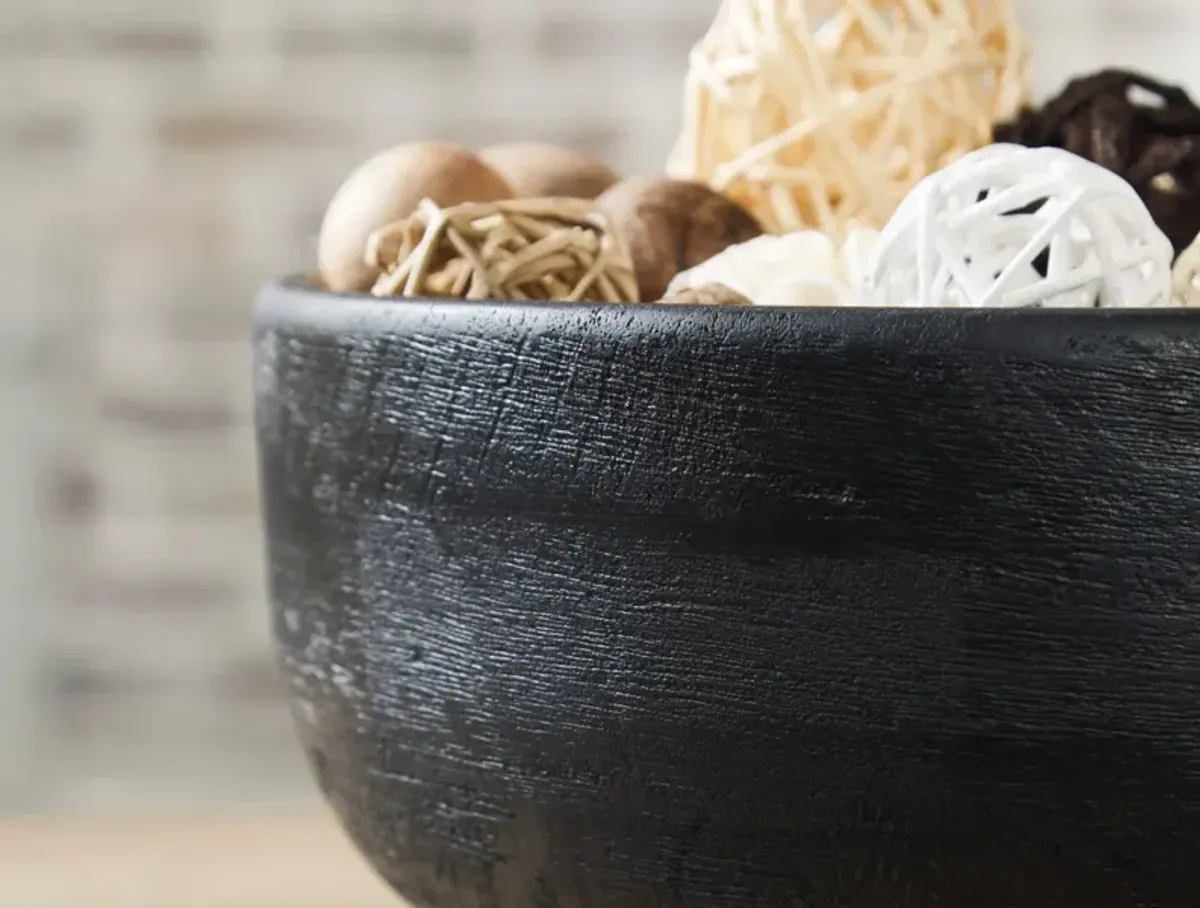 Black Wood Bowl 12"W x 6"H