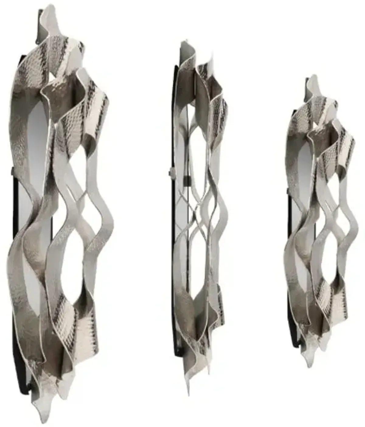 Set of 3 Silver Metal Wall Mirrors 17/21/25"