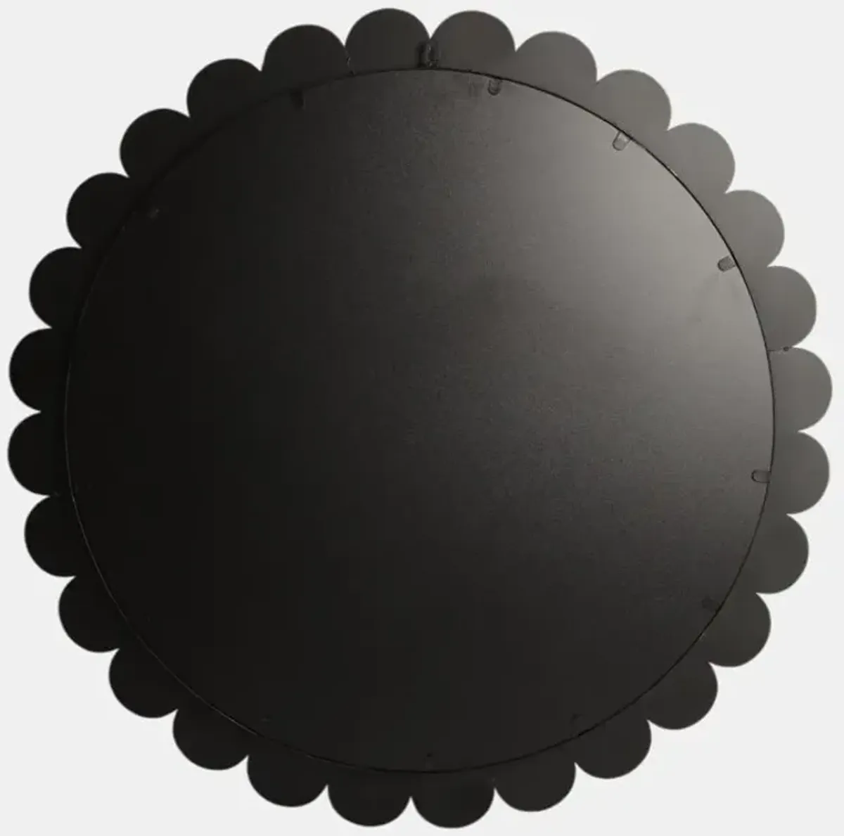 Black Metal Scalloped Wall Mirror 34" Rnd