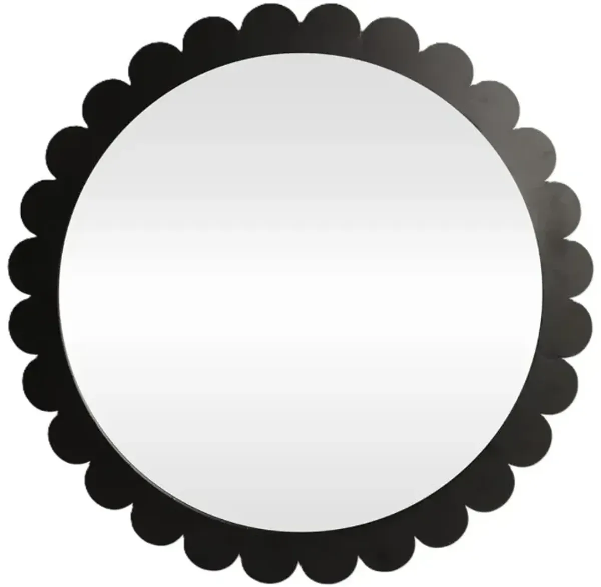 Black Metal Scalloped Wall Mirror 34" Rnd