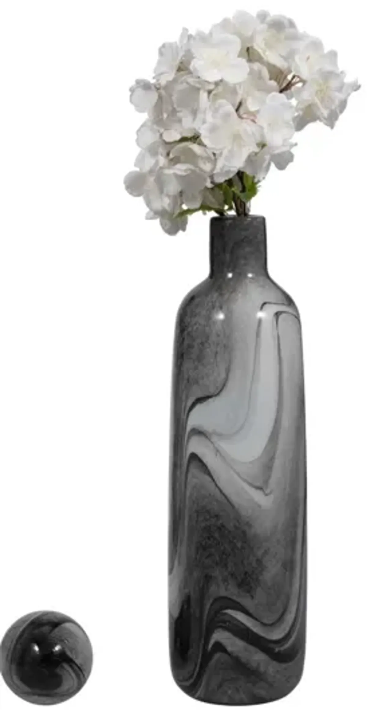 Grey Swirl Glass Bottle with Lid 5"W x 22"H