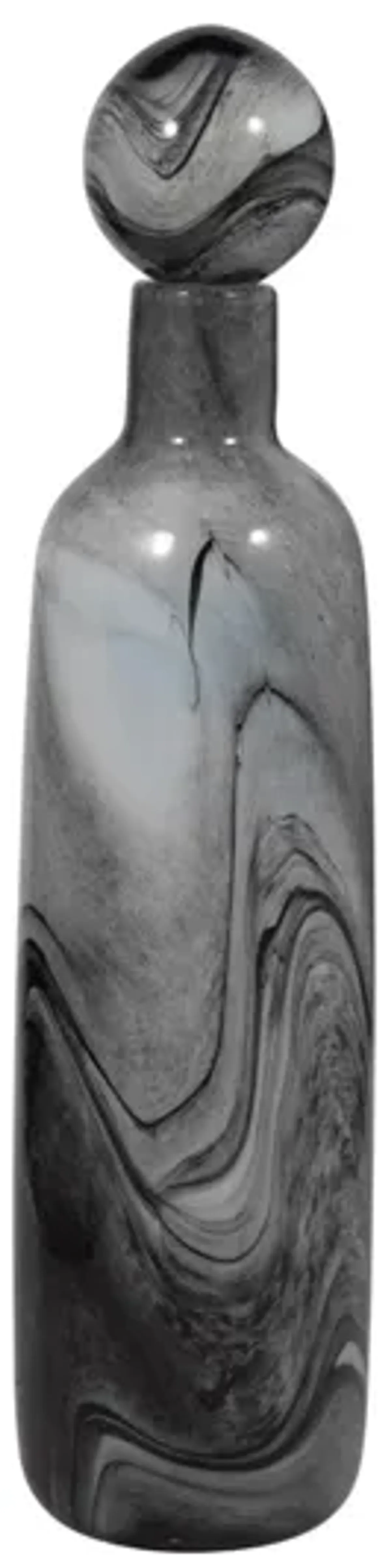 Grey Swirl Glass Bottle with Lid 5"W x 22"H