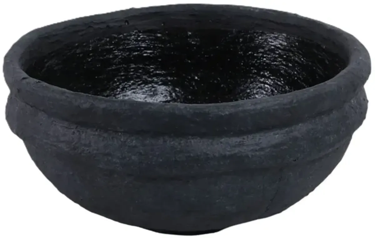 Black Textured Ceramic Bowl 12"W x 6"H
