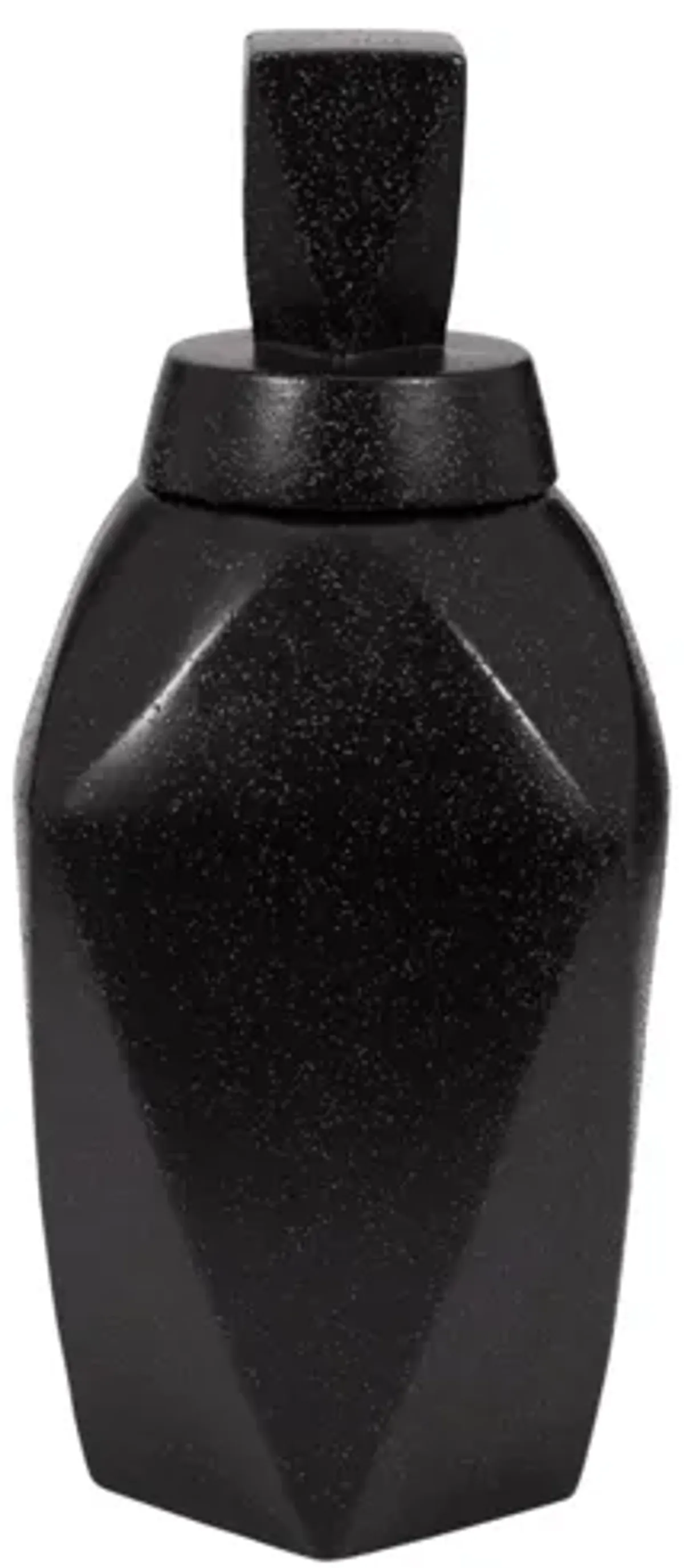 Small Black Ceramic Jar with Lid 8"W x 19"H