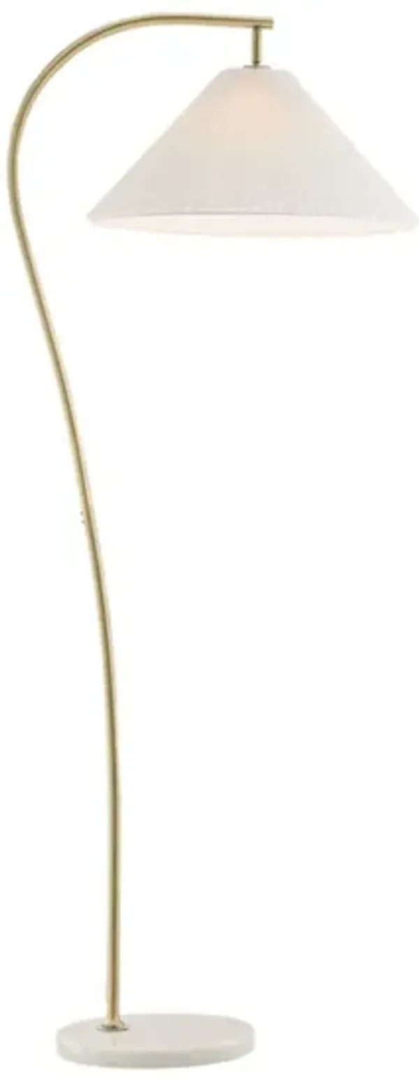 Antique Brass with Pleated Shade Floor Lamp 62.5"H