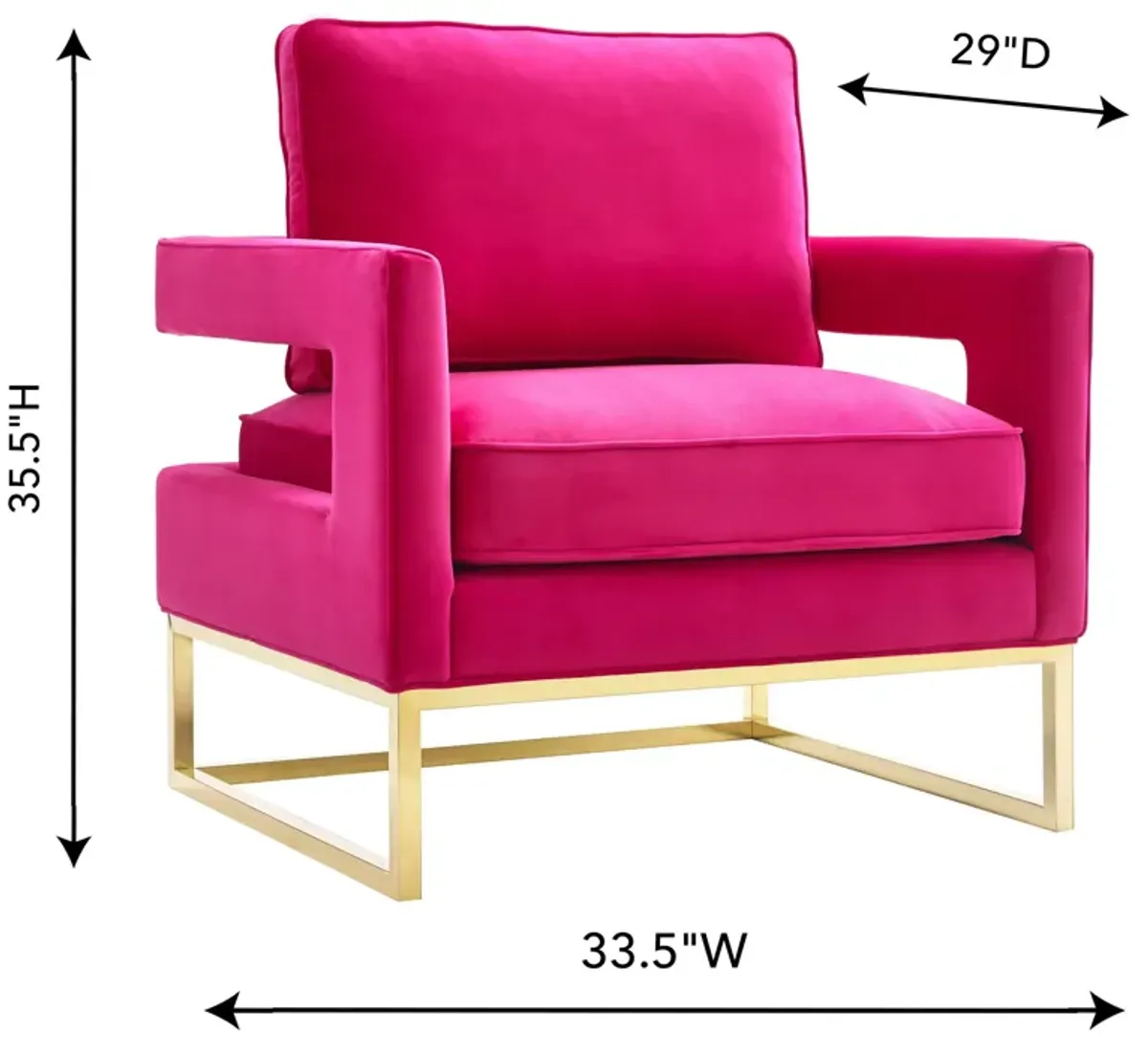 Avery Pink Velvet Chair With Polished Gold Base