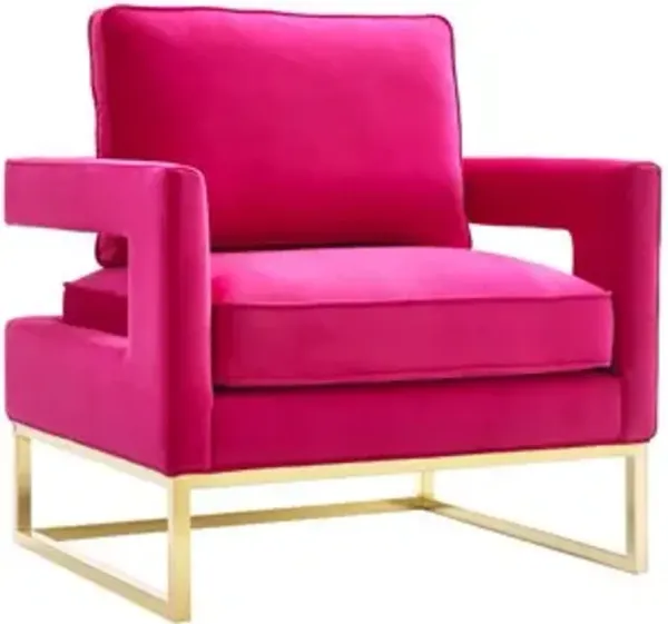 Avery Pink Velvet Chair With Polished Gold Base