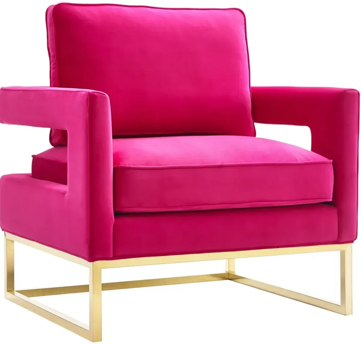 Avery Pink Velvet Chair With Polished Gold Base