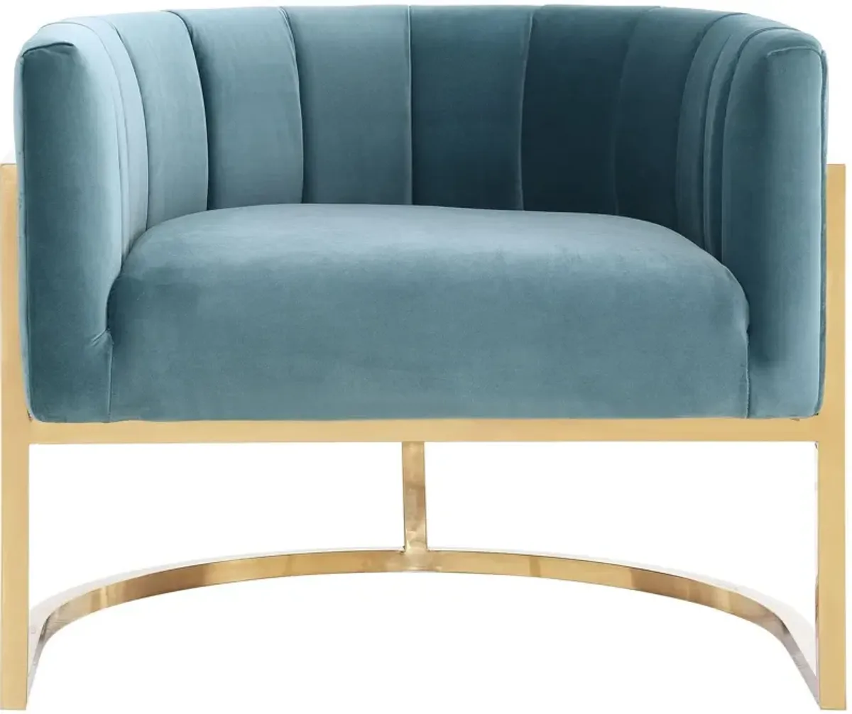 Magnolia Sea Blue Chair with Gold Base