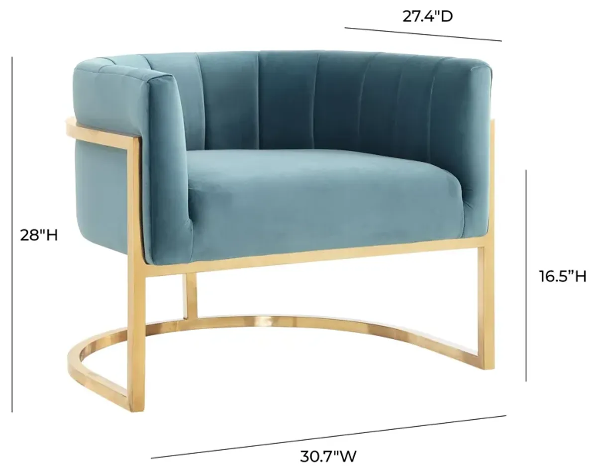 Magnolia Sea Blue Chair with Gold Base