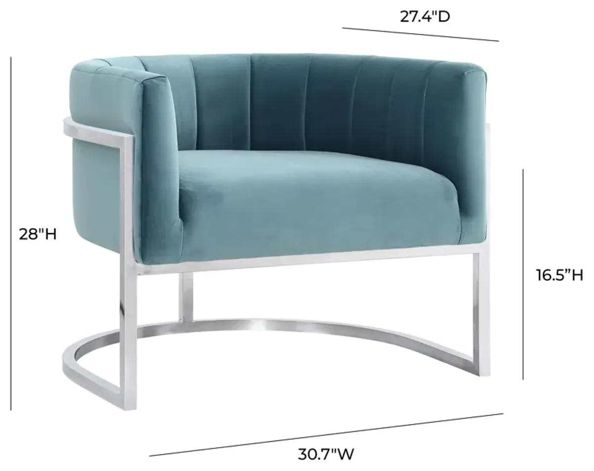 Magnolia Sea Blue Chair with Silver Base