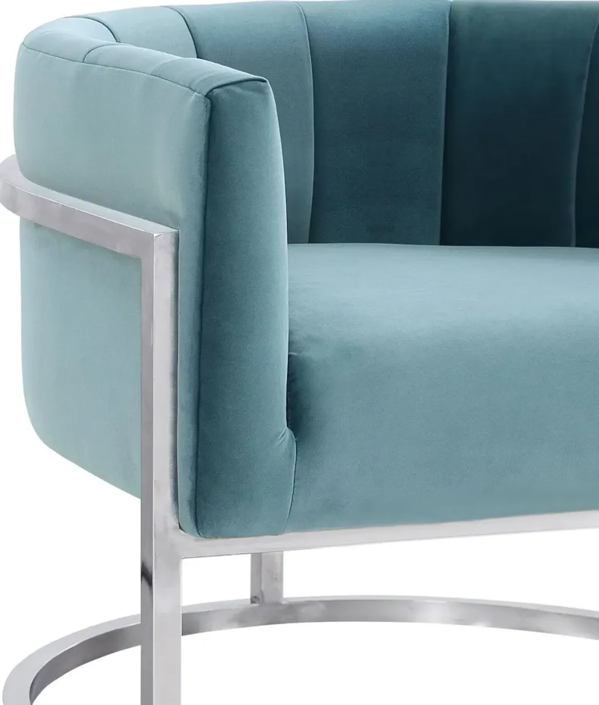 Magnolia Sea Blue Chair with Silver Base