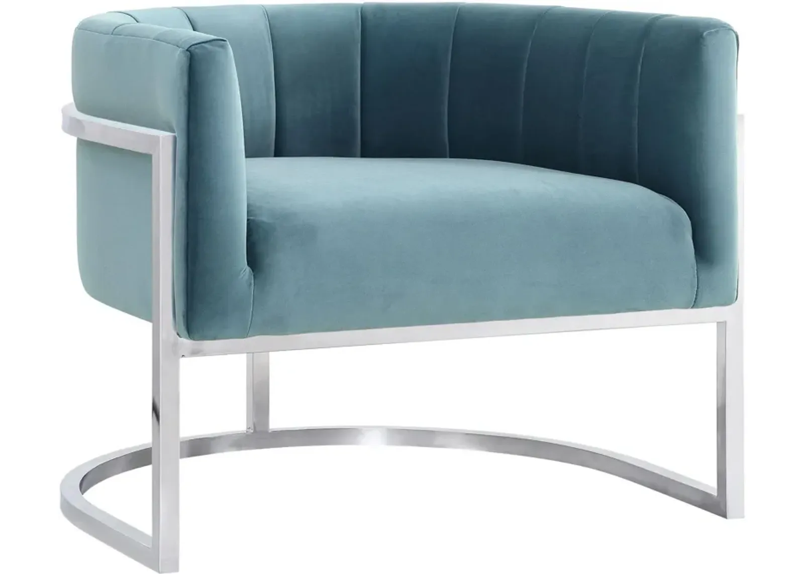 Magnolia Sea Blue Chair with Silver Base