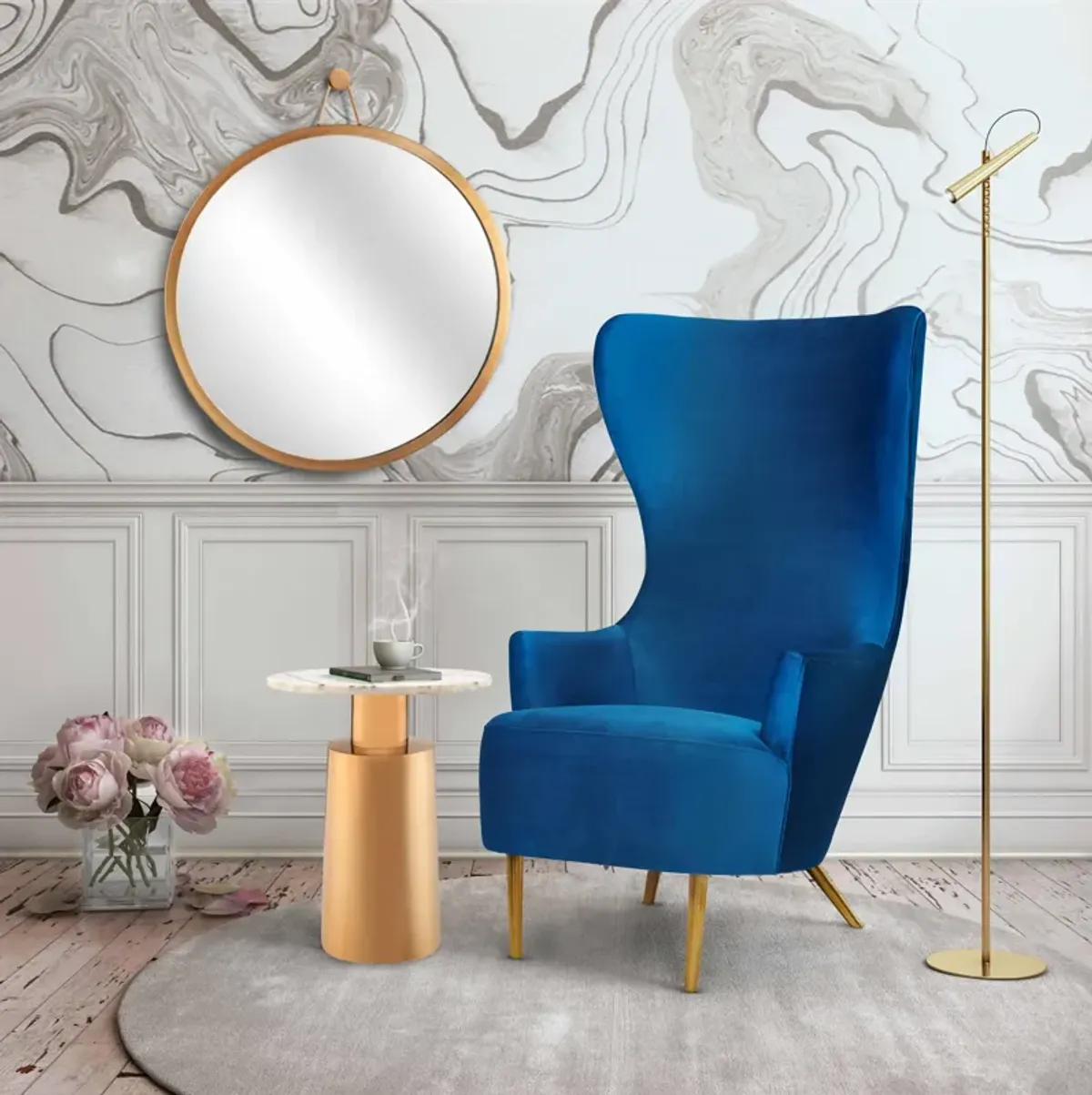 Julia Navy Wingback Chair