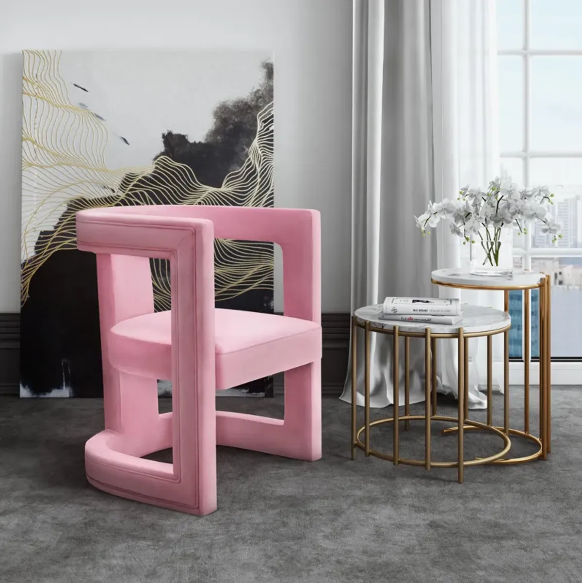 Ada Pink Velvet Chair