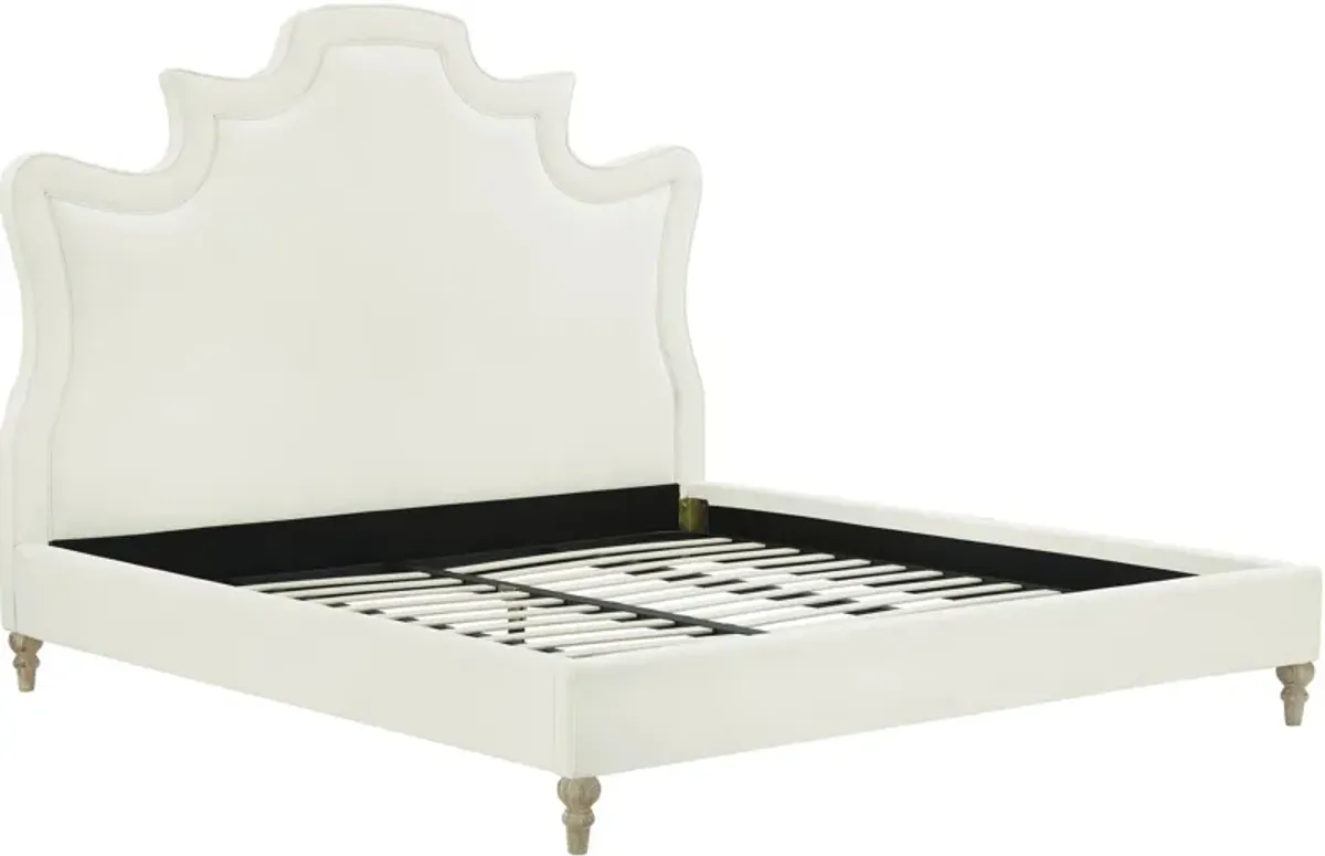 Serenity Cream Velvet Bed in King