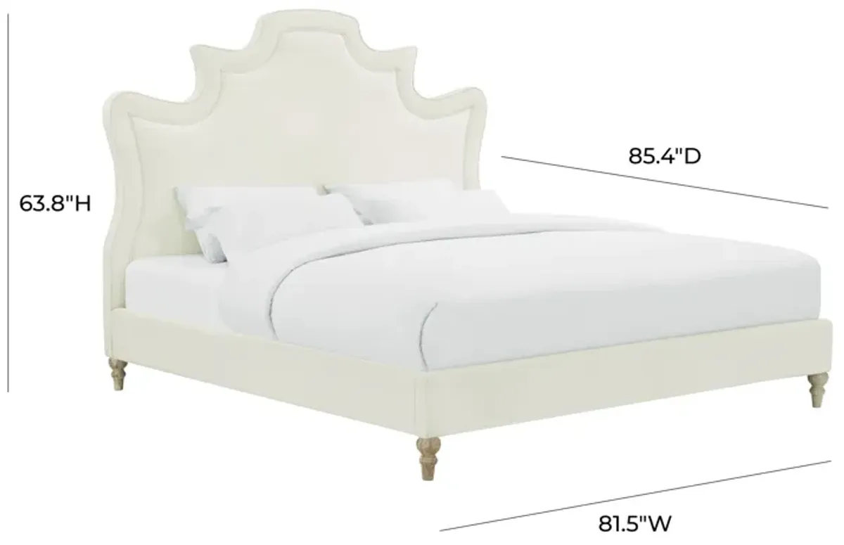 Serenity Cream Velvet Bed in King