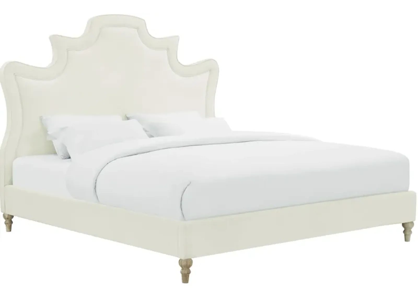 Serenity Cream Velvet Bed in King